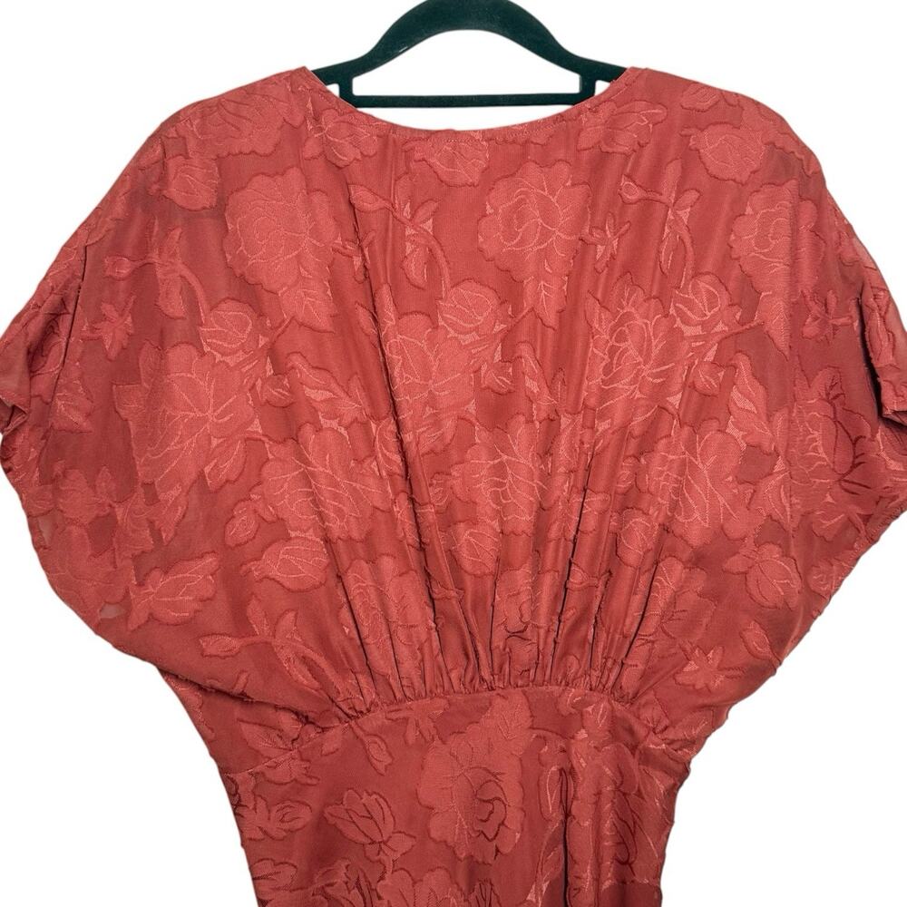 BHLDN Hutch Rust Orange Event Floral Motif Lindy V Neck Maxi Dress - 2 - Picture 6 of 9